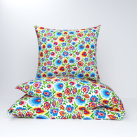 Pościel dla dziecka bawełniana 140x160 + poszewka na poduszkę 50x60 | 419bia | kolorowa | wzór łowicki