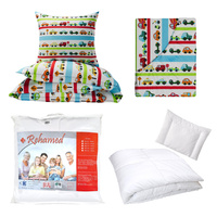 Zestaw pościeli  100x160 + 50x60 + prześcieradło we wzorze 80x160 | 088nie | niebieska | autka