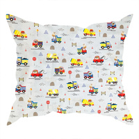 Poszewka bawełniana na jaśka 40x40 | 505sza | szara | pojazdy autka