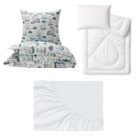 Zestaw pościeli 100x160 + 50x60 + prześcieradło jersey 80x160 | 203bia | biała | smoki