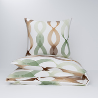Pościel dla dziecka bawełniana 120x180 + poszewka na poduszkę 50x60 | 343zie | zielono brązowa | geometryczna wstążki
