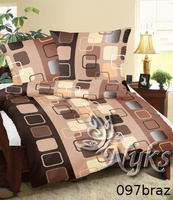 Pościel z kory 160x200 + poszewki na poduszkę 2*70x80 | 097braz | brązowa | geometryczny