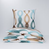 Pościel dla dziecka bawełniana 140x160 + poszewka na poduszkę 50x60 | 343nie | niebiesko brązowa | geometryczna wstążki