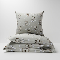 Pościel bawełniana 200x220 + poszewki na poduszkę 2*70x80 | 511beż | beżowa | żyrafy