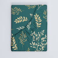 Prześcieradło z gumką do łóżeczka 40x90 bawełniane | 102but | zielone | liście i gałązki