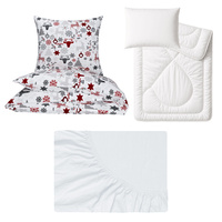 Zestaw pościeli 100x160 + 50x60 + prześcieradło jersey 80x160 | 017bia | biała | świąteczna choinki