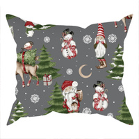 Poszewka bawełniana na jaśka 40x40 | 551sza | szara | świąteczna