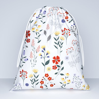 Worek szkolny na buty | 129red | biała | polne kwiaty