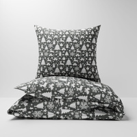 Pościel dla dziecka bawełniana 100x160 + poszewka na poduszkę 50x60 | 520sza | szara | świąteczna