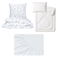 Zestaw pościeli  100x160 + 50x60 + prześcieradło jersey 80x160 | 502bia | biała | króliczki