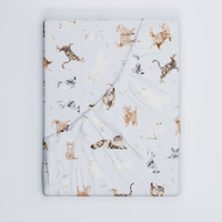 Prześcieradło z gumką do łóżeczka 80x190 bawełniane | 432nsz | szare | kotki