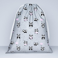 Worek szkolny na buty | 198Pro | szaro różowy | misie pandy