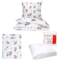 Zestaw pościeli  100x160 + 40x60 + prześcieradło we wzorze 80x160 | 228róż | różowa | króliczki