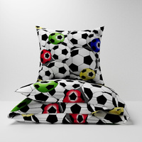 Pościel bawełniana 200x220 + poszewki na poduszkę 2*70x80 | 089P3D | kolorowa | piłki 3D
