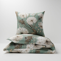 Pościel dla dziecka bawełniana 100x135 + poszewka na poduszkę 40x60 | 373zie | szałwiowa | dmuchawce