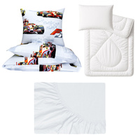 Zestaw pościeli  100x160 + 50x60 + prześcieradło jersey 80x160 | 238sza | szara | auta formuła