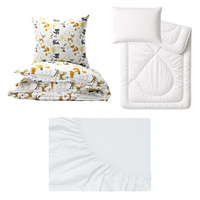 Zestaw pościeli  100x160 + 50x60 + prześcieradło jersey 80x160 | 014jel | biała | zwierzątka leśne