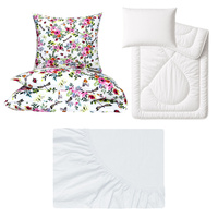 Zestaw pościeli 100x160 + 40x60 + prześcieradło jersey 80x160 | 002bor | bordowa | świąteczna Mikołaje