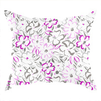 Poszewka bawełniana na poduszkę 50x80| 012róż | biało różowa | kwiaty