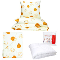 Zestaw pościeli  100x160 + 40x60 + prześcieradło we wzorze 80x160  | 300dyn | ecru | dynie halloween