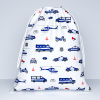 Worek na pościel do przedszkola żłobka | 997bia | biały | auta policja