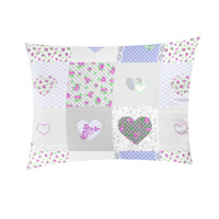 Poszewka bawełniana na jaśka 40x40 | 137wrz | wrzosowa | patchwork serce