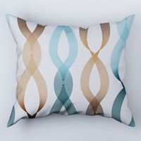 Poszewka bawełniana na poduszkę 40x80 | 343nie | niebiesko brązowa | geometryczna wstążki