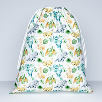 Worek szkolny na buty | 016zie | biało niebieska | dinozaury