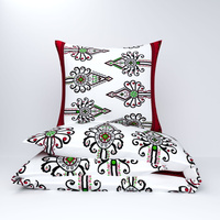 Pościel z kory 160x200 + poszewka na poduszkę 70x80 | 257bor | biało-bordowa | góralskie parzenice