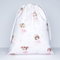 Worek szkolny na buty | 275ROZ | biało różowa | baletnice i nutki