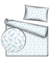 Pościel dla dziecka bawełniana 120x160 + poszewka na poduszkę 50x70 | 305trk | biało turkusowa | piórka