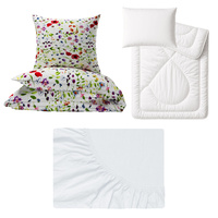 Zestaw pościeli 100x160 + 40x60 + prześcieradło jersey 80x160 | 126mak | biała | kwiaty maki