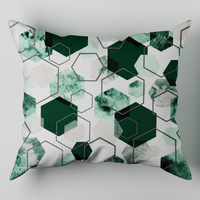 Poszewka flanela 40x40 | 208Nbu | biało zielona | heksagony
