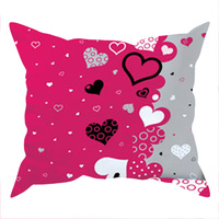 Poszewka bawełniana na jaśka 40x40 | 155róż | szaro różowa | walentynki serca