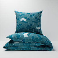 Pościel bawełniana 160x200 + poszewki na poduszkę 2*70x80 | 315Gbu | zielona | wzór geometryczny