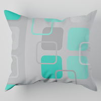 Poszewka satyna bawełniana 40x40 | 097mie | szaro miętowa | geometria