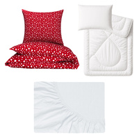 Zestaw pościeli  100x160 + 40x60 + prześcieradło jersey 80x160 | 002bor | bordowa | świąteczna Mikołaje