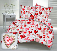 Pościel dla dziecka bawełniana 100x140 + poszewka na poduszkę 40x60 | 073s-c | szaro czerwona | serca walentynki