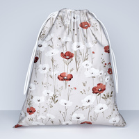 Worek na pościel do przedszkola żłobka | 126Mbe | beżowa | maki kwiaty