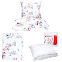 Zestaw pościeli  100x160 + 50x60 + prześcieradło we wzorze 80x160 | 436syr | biało pastelowa | syrenki