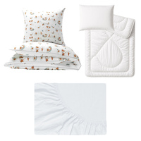 Zestaw pościeli  100x160 + 50x60 + prześcieradło jersey 80x160 | 424Nge | biała | gąski