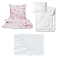 Zestaw pościeli  100x160 + 40x60 + prześcieradło jersey 80x160 | 288roz | różowa | pieski superbohater