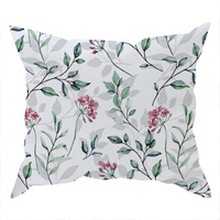 Poszewka bawełniana na jaśka 40x40 | 124mal | biała | liście kwiaty