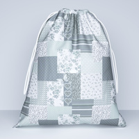 Worek na pościel do przedszkola żłobka | 137Nmi | szaro miętowa | patchwork z sercami