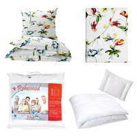 Zestaw pościeli  100x160 + 50x60 + prześcieradło we wzorze 80x160 | 033bia | biała | kwiaty malowane