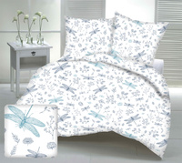 Pościel dla dziecka bawełniana 120x180 + poszewka na poduszkę 50x60  | 129b-t | biało turkusowa | ważki