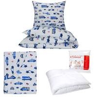 Zestaw pościeli  100x160 + 40x60 + prześcieradło we wzorze 80x160 | 997sza | szara | policja