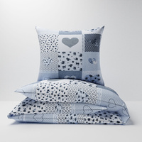 Pościel bawełniana 160x200 + poszewki na poduszkę 2*70x80 | 137sza | szara | patchwork serca