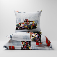 Pościel z kory 160x200 + poszewka na poduszkę 70x80 | 238szary | szara | samochody