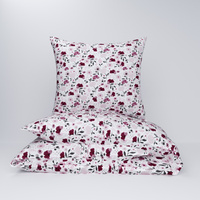 Pościel dla dziecka bawełniana 100x140 + poszewka na poduszkę 40x60 | 415bor | biało bordowa | kwiaty bratki